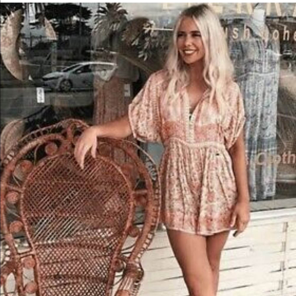 Spell Poinciana Romper in Pink Sz XS